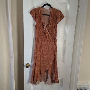 Ruffle front wrap dress